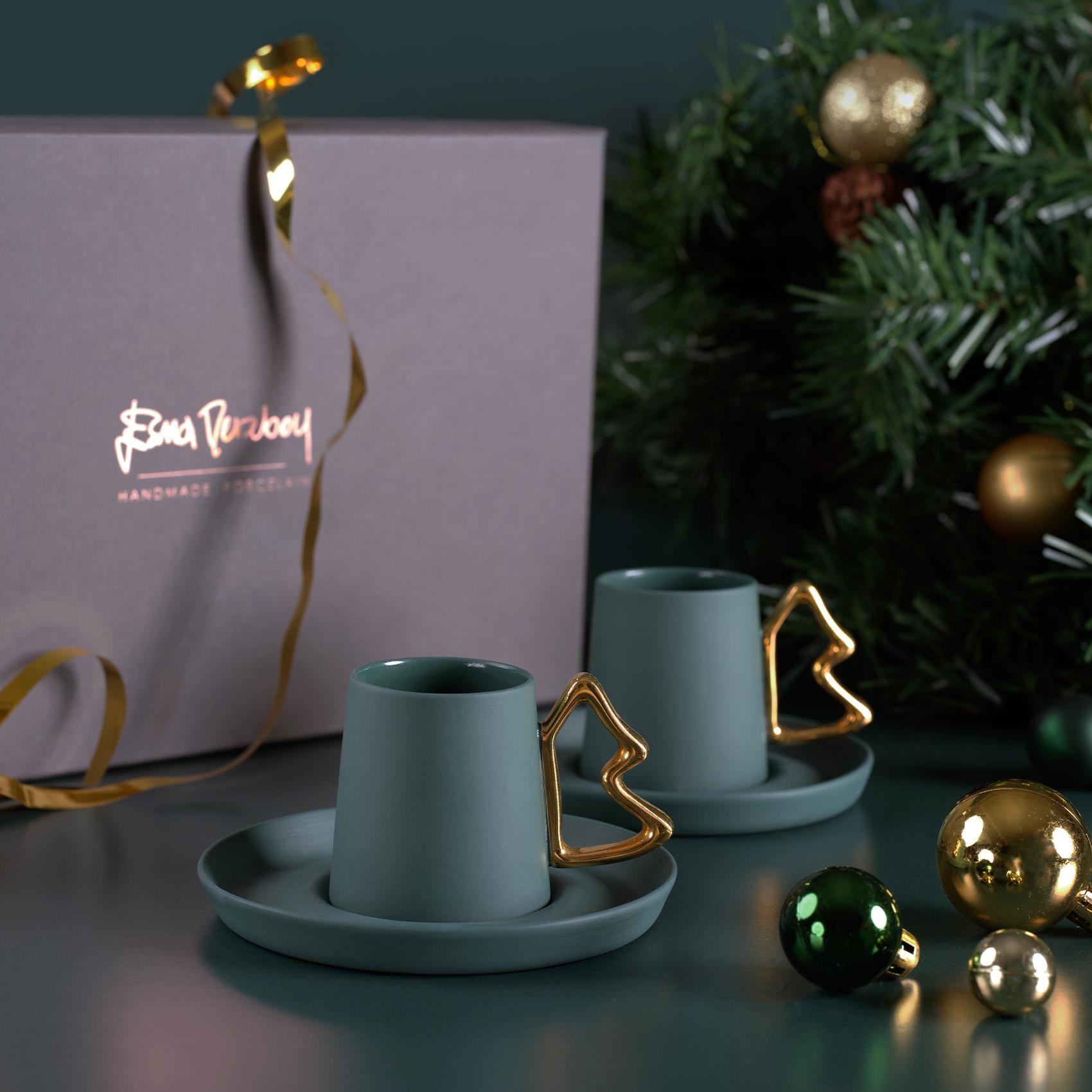 Maya Pine Tree Handle Espresso Cup Set of 2 Amazon&Gold 
