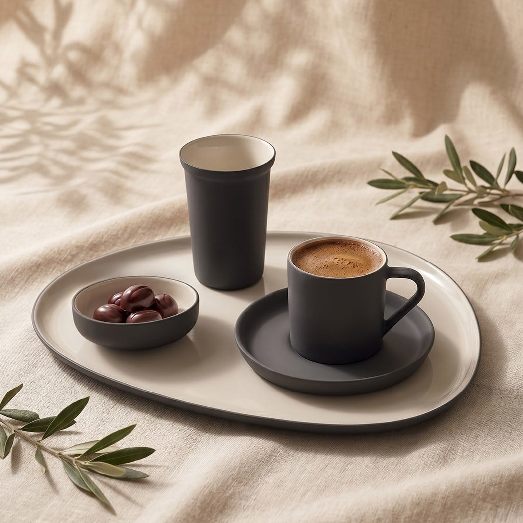 Nest Espresso Cup with Saucer Black - Black & Ivory 90 ml 