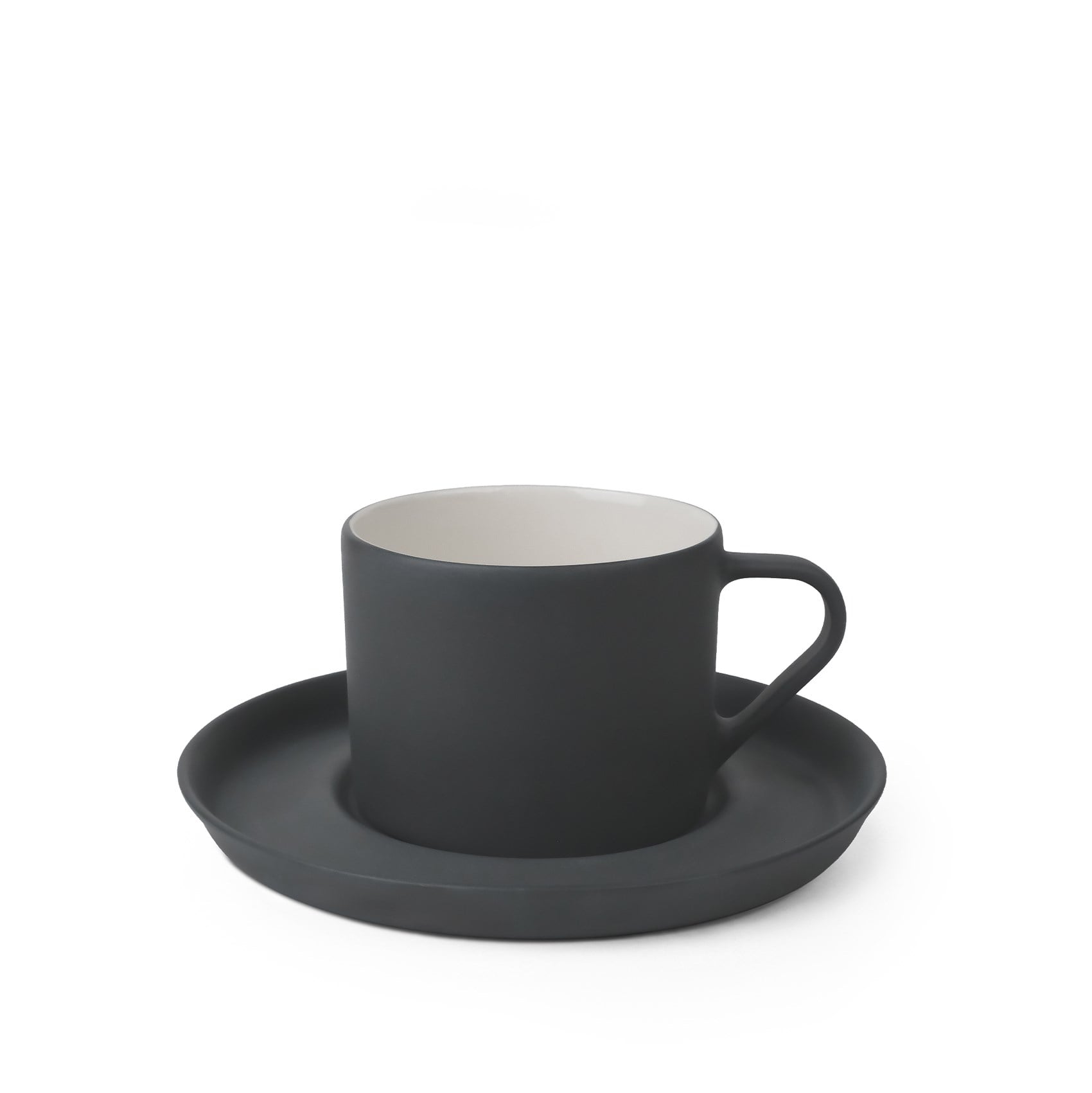 Nest Tabaklı Kahve/Çay Fincanı 180 ml Siyah-Siyah&Fildişi