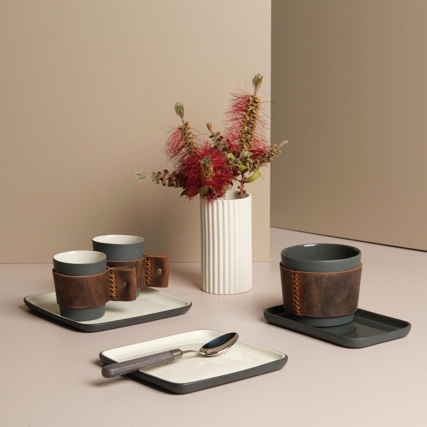 Touch of Leather Mug Set of 2 Black 
