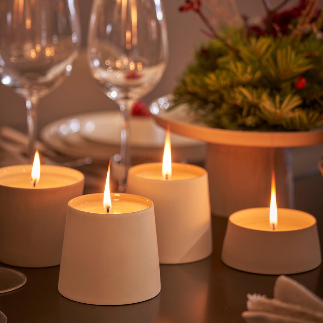 Tube Conıc Small Candle Set Of 2 Rock & Ivory