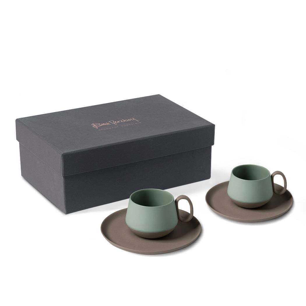 Tube Espresso Cup Wıth Saucer Set Of 2 Rock - Rock & Nıle