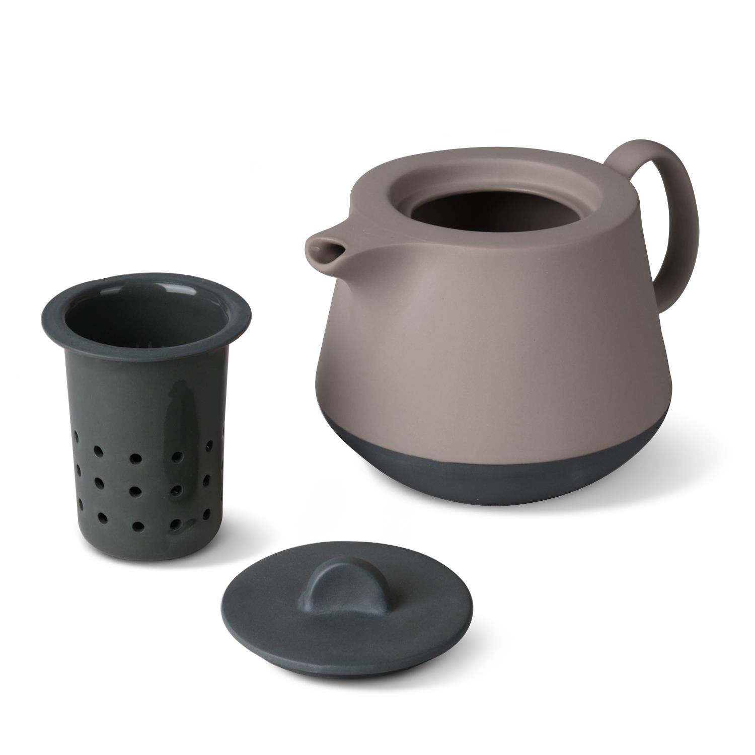Tube Collection Teapot with Strainer Black & Stone-Black 