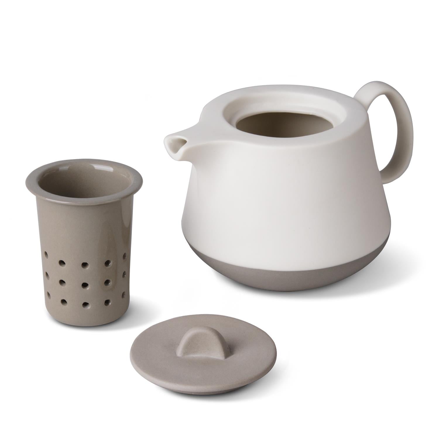 Tube Collection Teapot with Strainer Stone & Stone-Ivory 