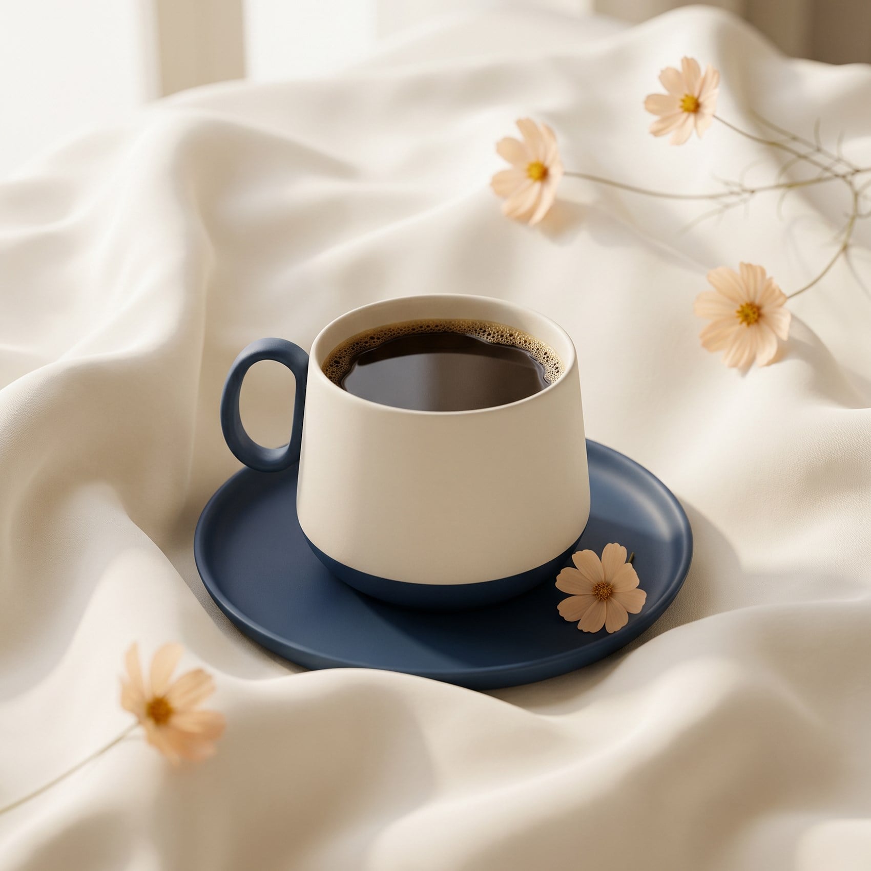 Tube Coffee/Tea Cup with Saucer Ocean - Ocean & Ivory 250 ml 