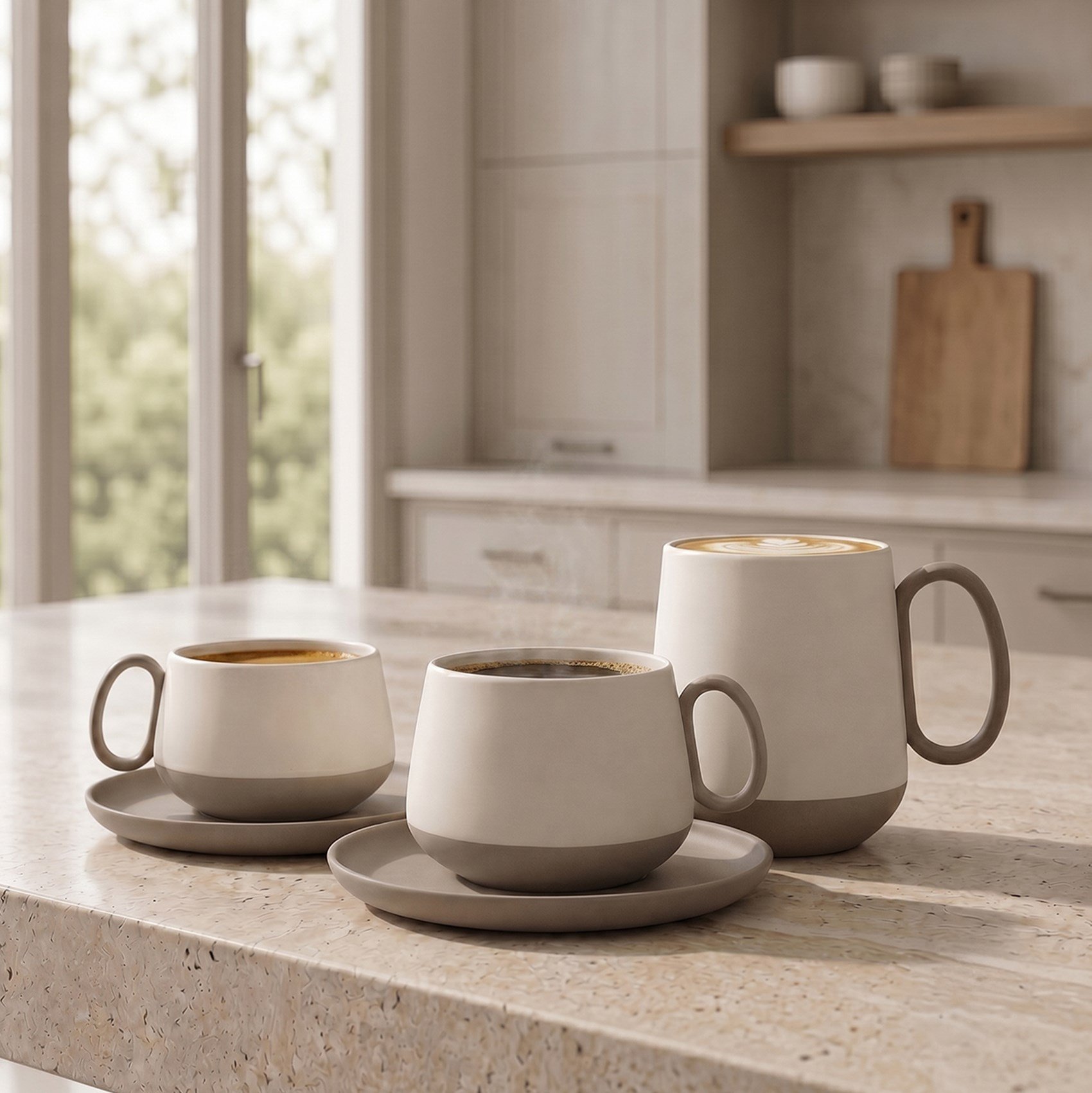 Tube Coffee/Tea Cup with Saucer Rock - Rock & Ivory 250 ml 
