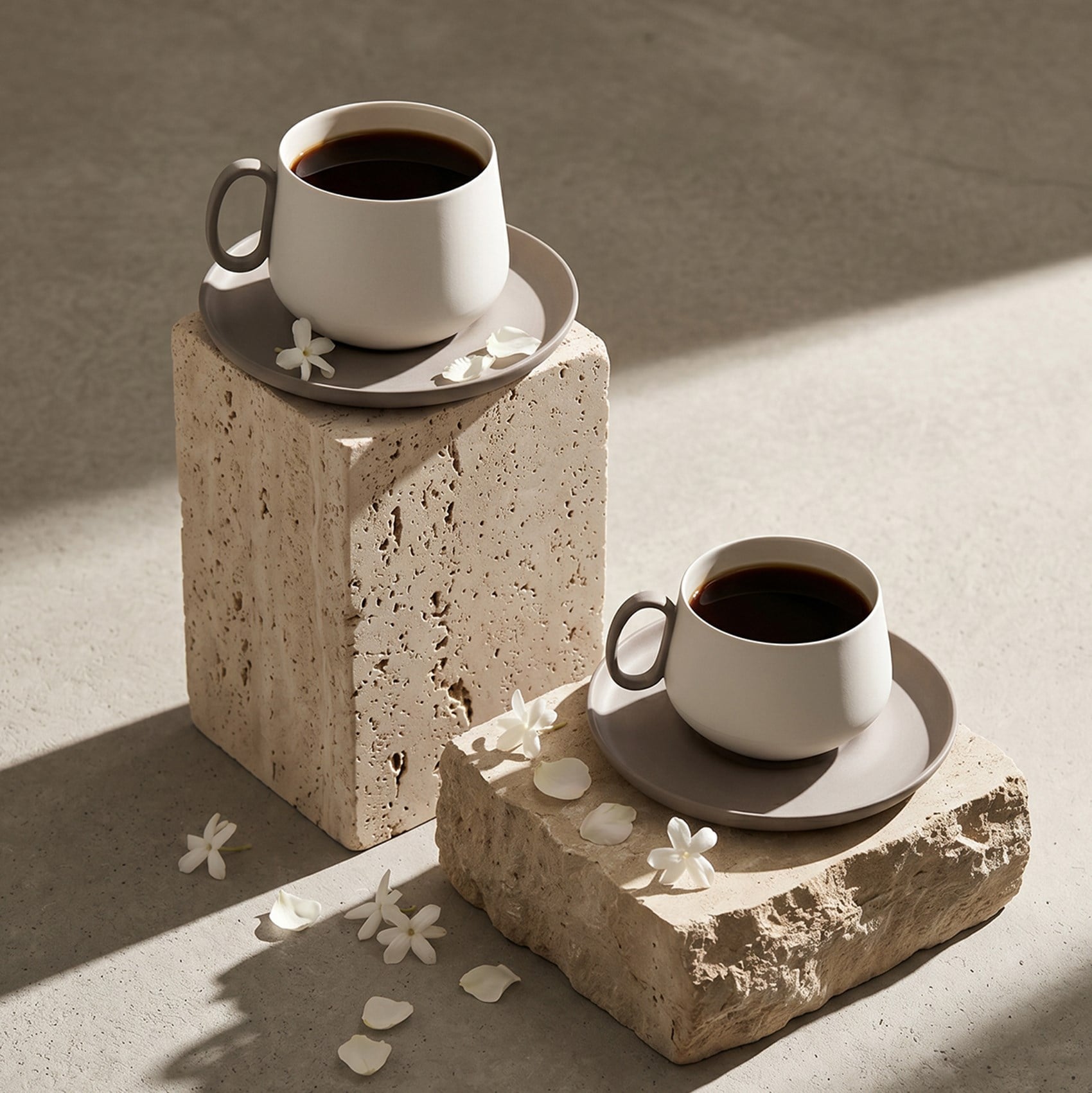Tube Coffee/Tea Cup with Saucer Rock - Ivory 250 ml 