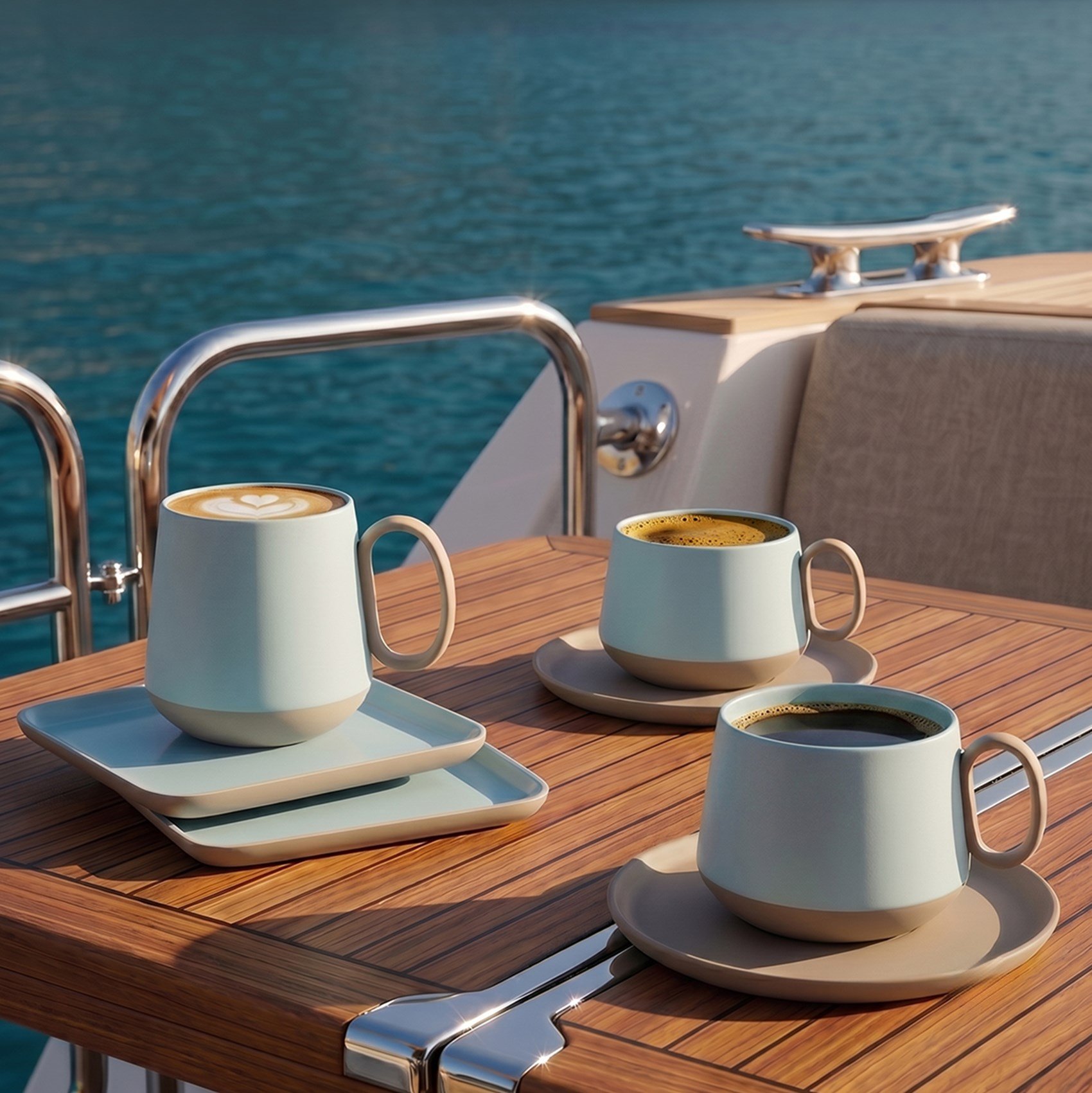 Tube Coffee/Tea Cup with Saucer Rock - Rock & Aqua 250 ml 