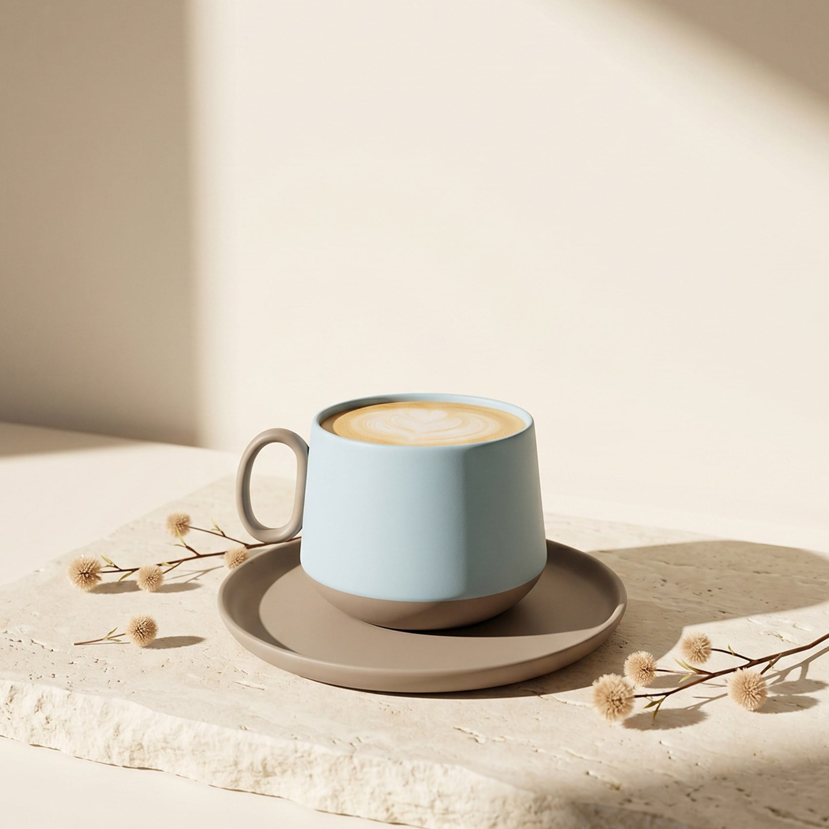 Tube Coffee/Tea Cup with Saucer Rock - Rock & Aqua 250 ml 
