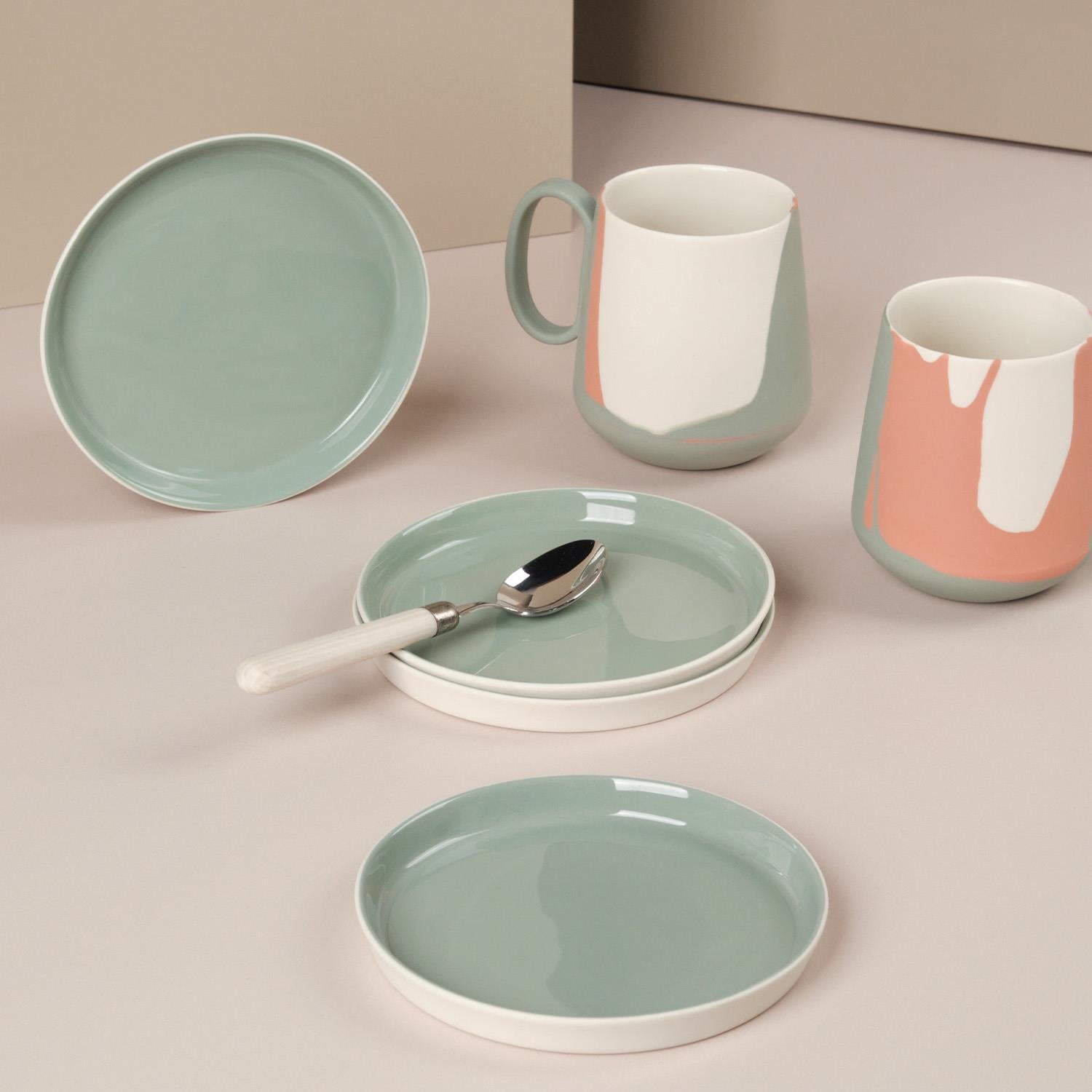Tube Colour Wave Mug Nile&Coral&Ivory 