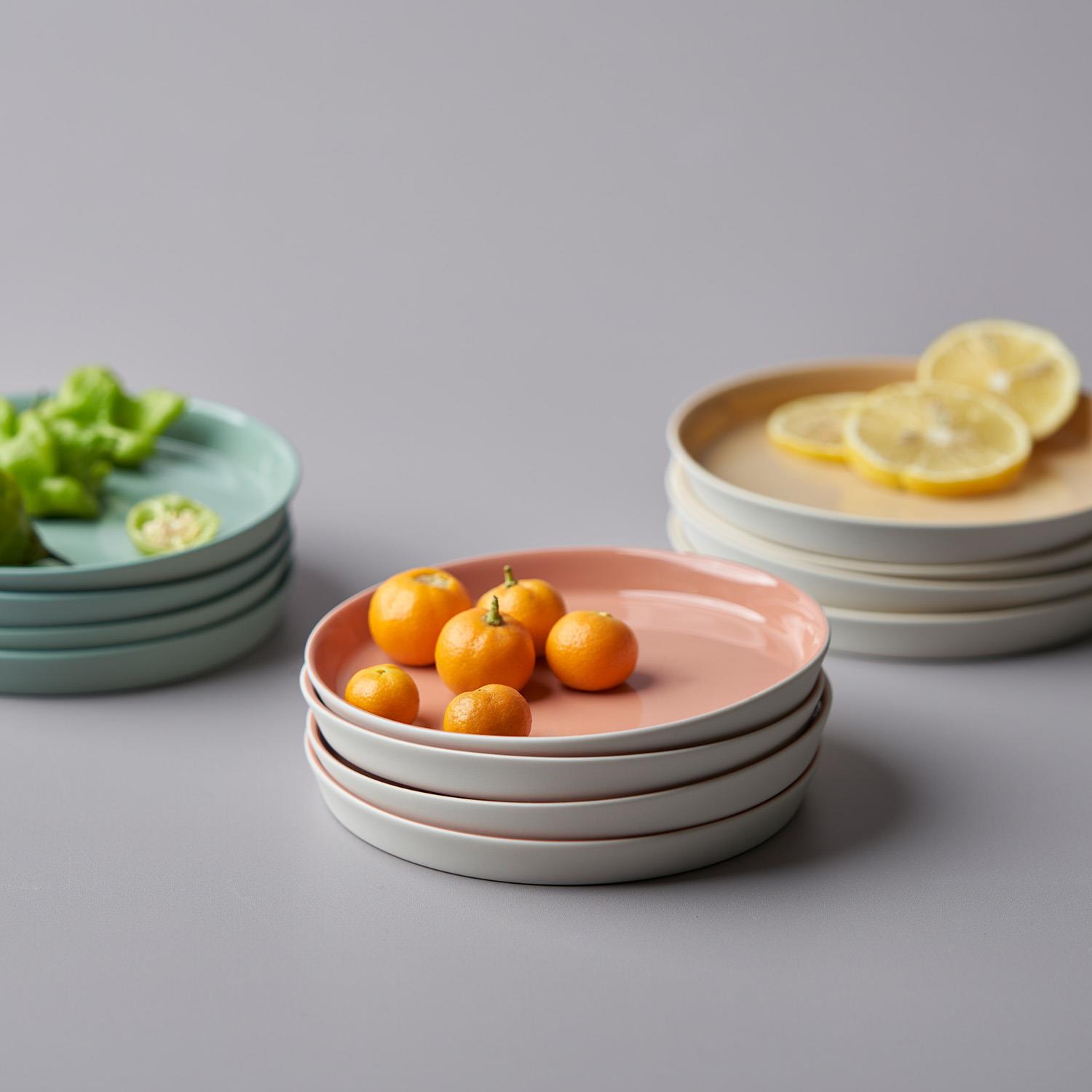 Round Plate Set Of 4 Ivory & Coral