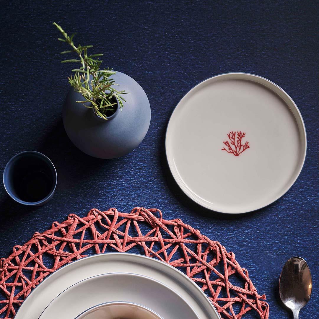 Round Dessert Plate Red Coral