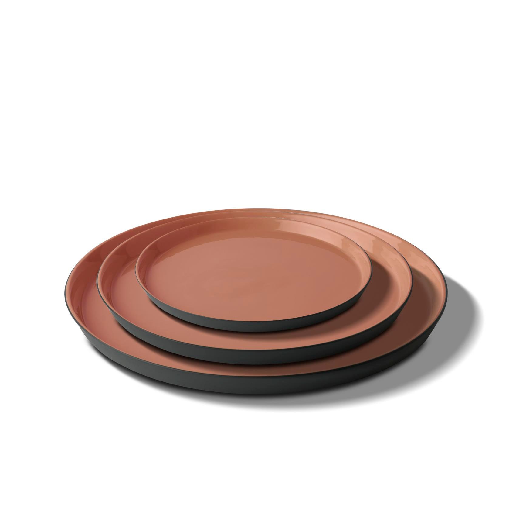 Round Plate Set Black & Coral