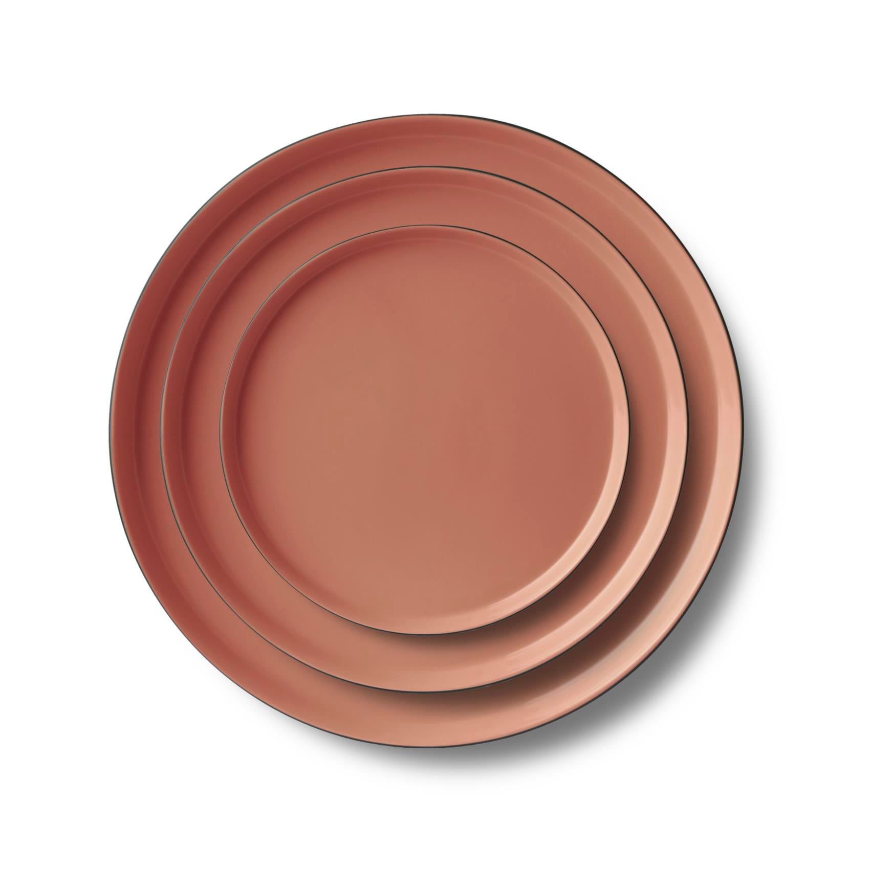 Round Plate Set Black & Coral