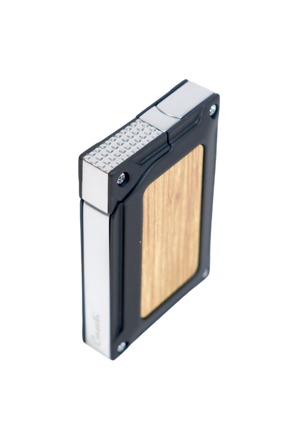 Caseti Tek Torch Pürmüz Siyah Ahşap Desenli Metal Puro Çakmağı