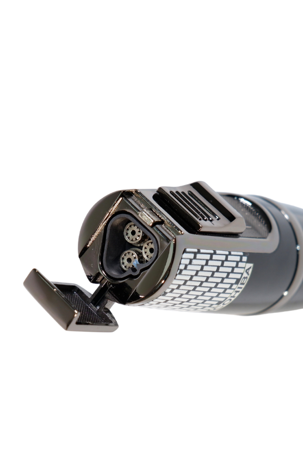 Cohiba 3 Torch Pürmüz Siyah-Beyaz Desenli Metal Puro Çakmağı