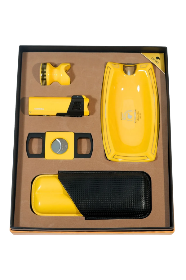Cohiba Dört Torch Çakmak Küllük Sehpa Kesici Kılıf Sarı Beşli Puro Seti TR9860