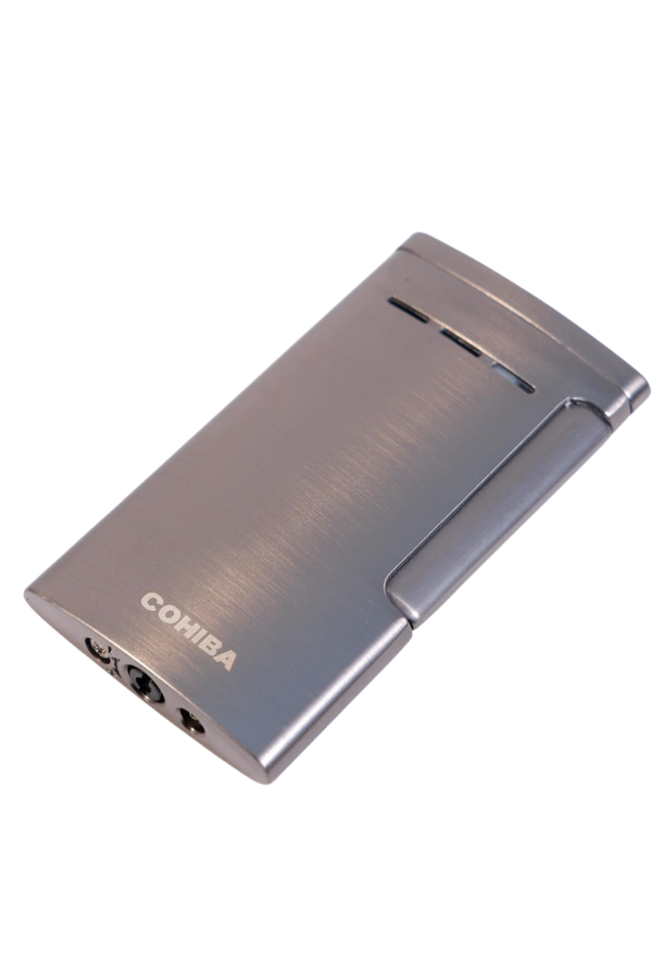 Cohiba Tek Torch Perde Alev Slim 7 Dizayn Gunmetal Metal Puro Çakmağı