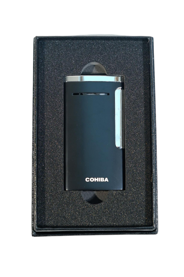 Cohiba Tek Torch Perde Alev Slim 7 Dizayn Siyah Metal Puro Çakmağı