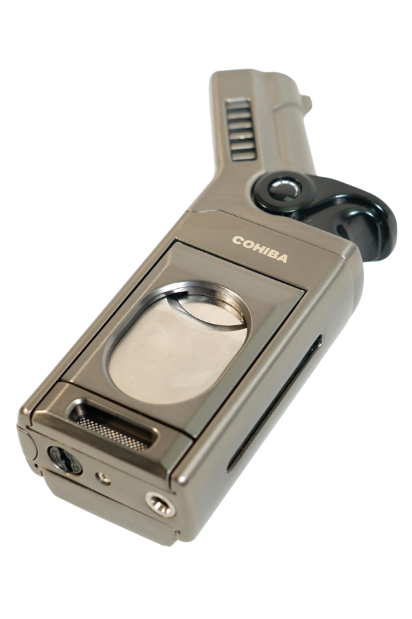 Cohiba Tek Torch Pürmüz Dahili S-V Cut & İğneli Gunmetal Metal Puro Çakmağı - TR9482