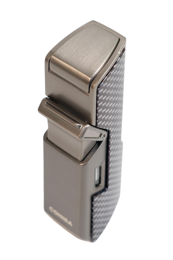Cohiba Tek Torch Pürmüz Delici İğneli Karbon Desenli Metal Puro Çakmağı