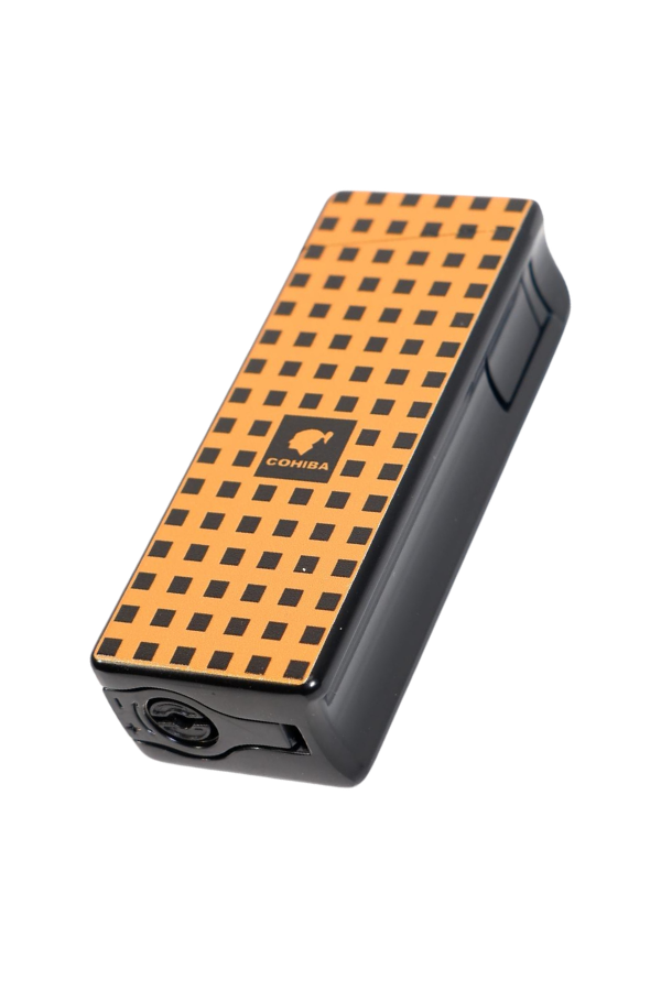 Cohiba Tek Torch Pürmüz Delicili Turuncu Nokta Desenli Metal Puro Çakmağı