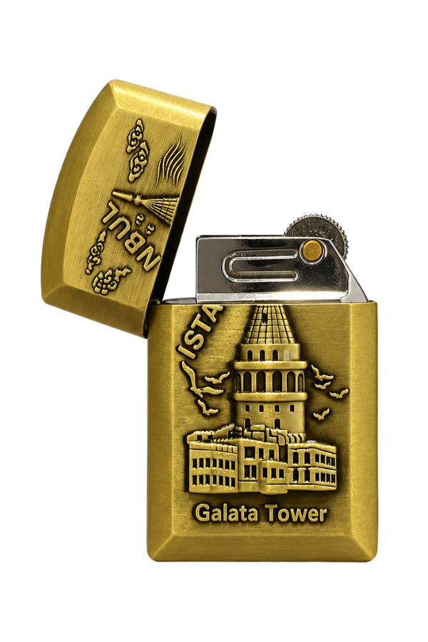 Hunter Soft Flame İstanbul Galata Kulesi Design Gold Çakmak ACK022
