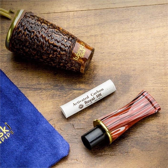 Lubinski 4 Boy Kullanım Briar Puro Ağızlığı 9mm Filtreli Long Carve (38-57 Ring) LB-934