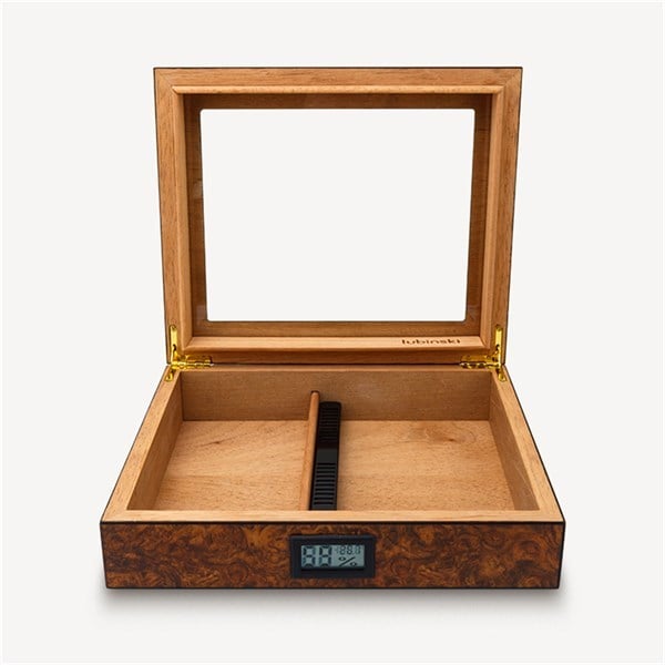 Lubinski Cedar Basic Camlı Puro Kutusu Humidor Slim Dijital Kahve 15s LB-004