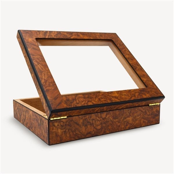 Lubinski Cedar Basic Camlı Puro Kutusu Humidor Slim Dijital Kahve 15s LB-004