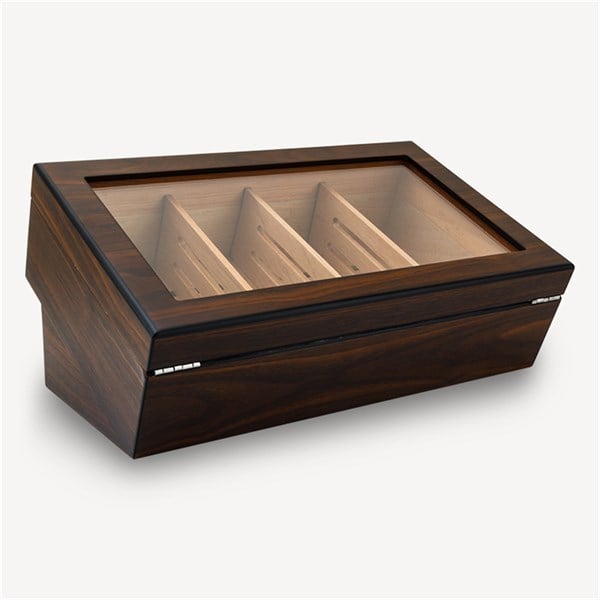 Lubinski Cedar Camlı Puro Kutusu Humidor Double Kahve 25s LB-009