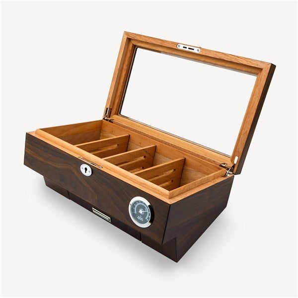 Lubinski Cedar Camlı Puro Kutusu Humidor Double Kahve 25s LB-009