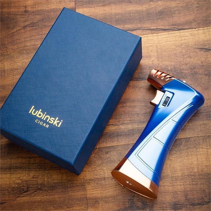Lubinski New Design Çok Fonksiyonlu Tek Torch Büyük Masa Tipi Puro Çakmağı Blue LB-119