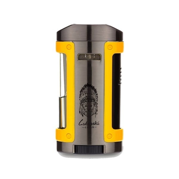 Lubinski Sehpalı Kılıflı Dört Torch Puro Çakmağı Gunmetal-Sarı LB-706