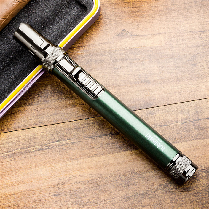 Lubinski Yeni Seri Slim Tek Torch Delicili Ve İğneli Puro Çakmağı Yeşil LB-129