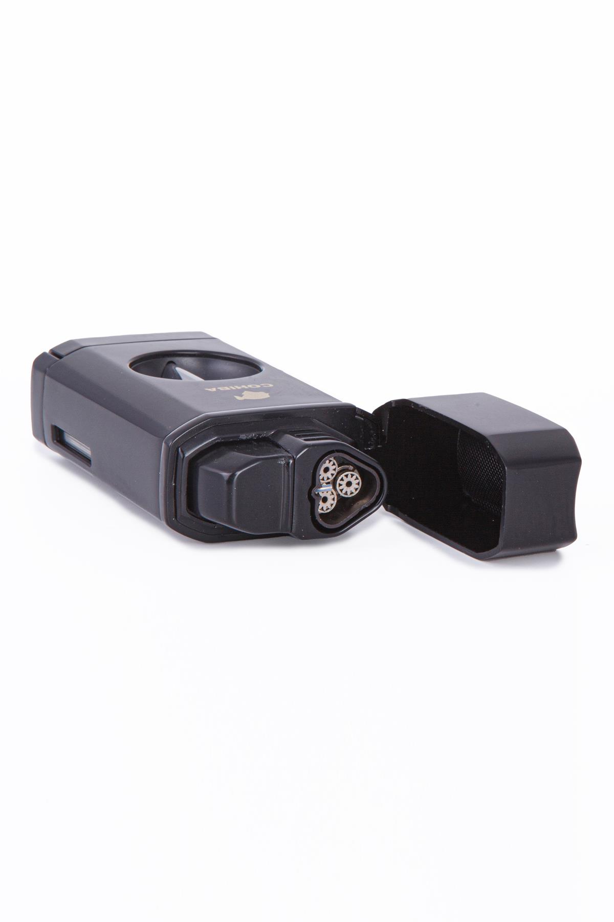 Parmida 3 Torch Pürmüz Siyah Dahili V Kesicili Metal Puro Çakmağı