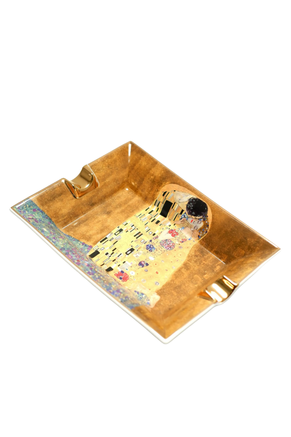 Parmida Gold Şeritli Love Design İkili Porselen Puro Küllüğü - TR9714