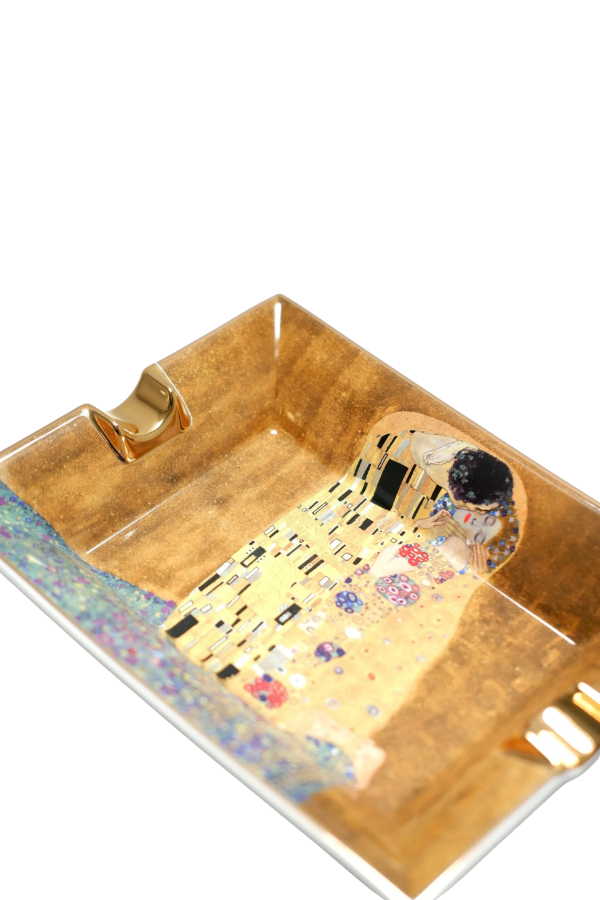 Parmida Gold Şeritli Love Design İkili Porselen Puro Küllüğü - TR9714