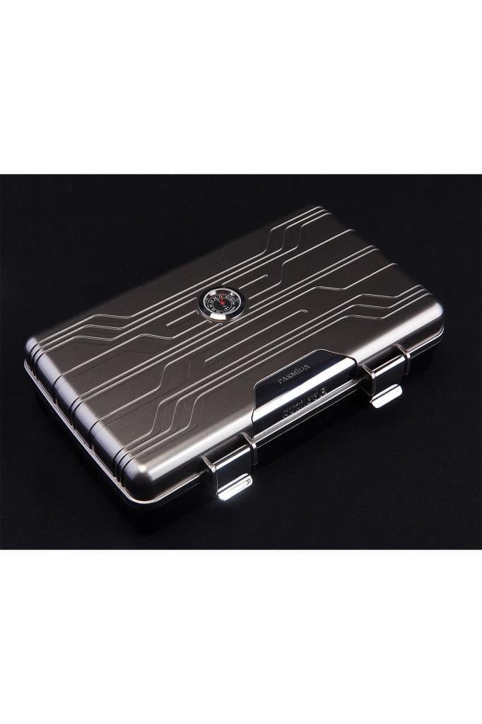 Parmida Gümüş Seyahat Tipi Humidor Puro Kutusu