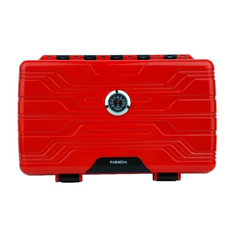 Parmida Seyahat Tipi Parlak Kırmızı Humidor Puro Kutusu