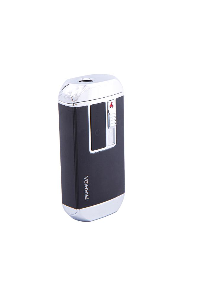 Parmida Siyah-Gümüş Multifonksiyonel Çakmak (Tek Torch Pürmüz Puro Çakmağı, Elektrikli Çakmak, Powerbank, El Feneri)