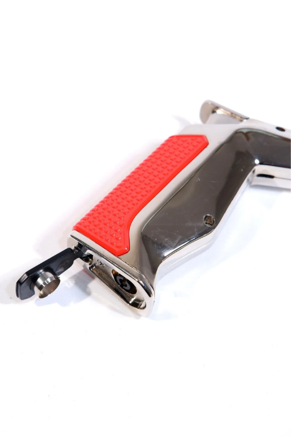 Parmida Tek Torch Pürmüz Gümüş-Kırmızı Masa Tipi Metal Puro Çakmağı
