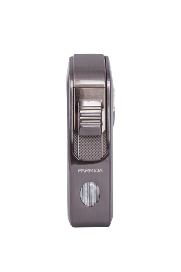 Parmida Tek Torch Pürmüz Gunmetal-Ahşap Desenli Dahili Puro Makaslı Metal Puro Çakmağı