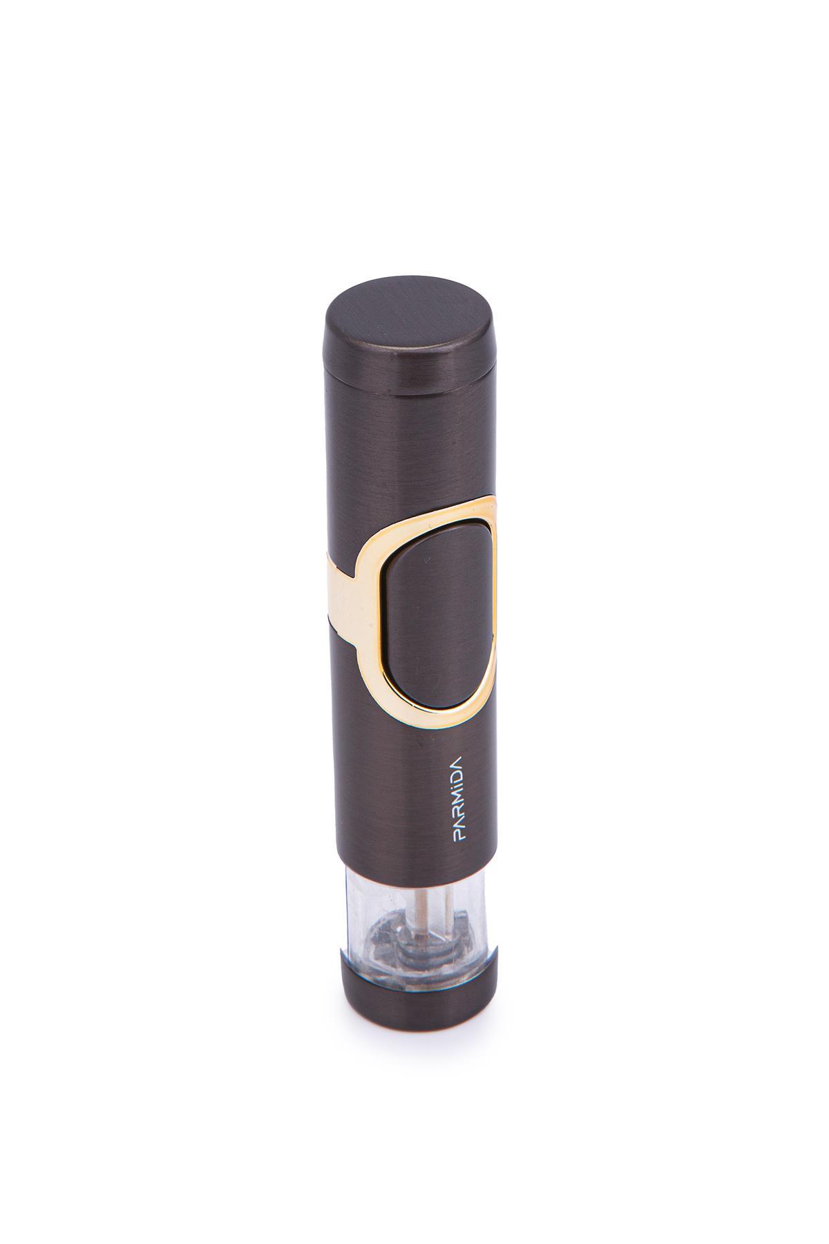 Parmida Tek Torch Pürmüz Gunmetal-Gümüş Metal Puro Çakmağı