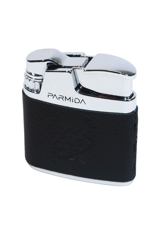 Parmida Tek Torch Pürmüz Japon Yazılı Deri Kaplama Siyah Metal Puro Çakmağı