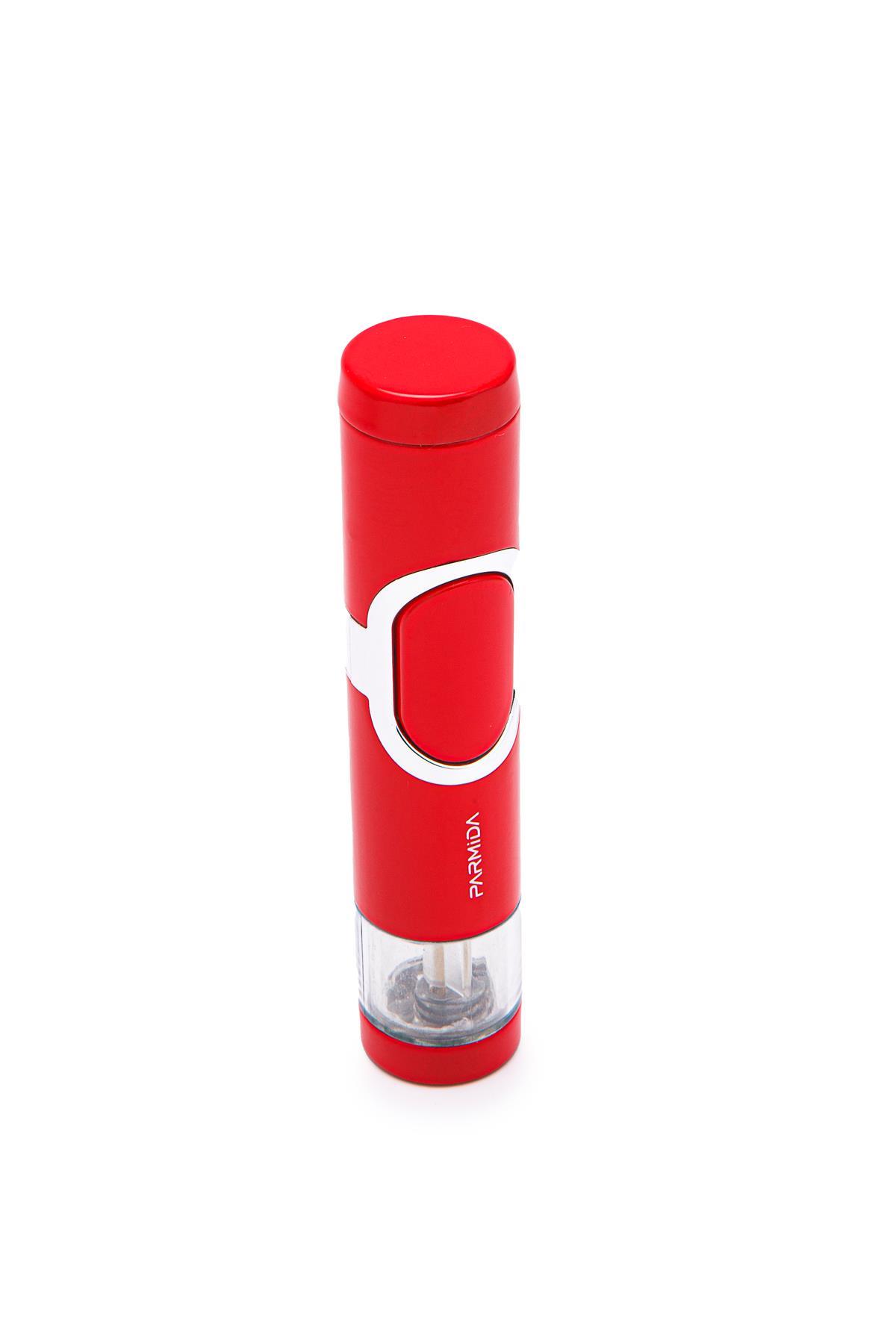 Parmida Tek Torch Pürmüz Kırmızı-Gümüş Metal Puro Çakmağı