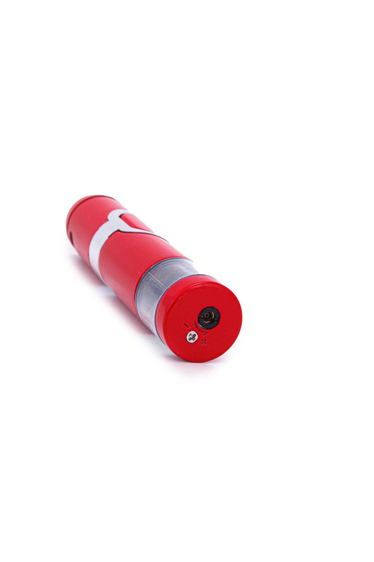 Parmida Tek Torch Pürmüz Kırmızı-Gümüş Metal Puro Çakmağı