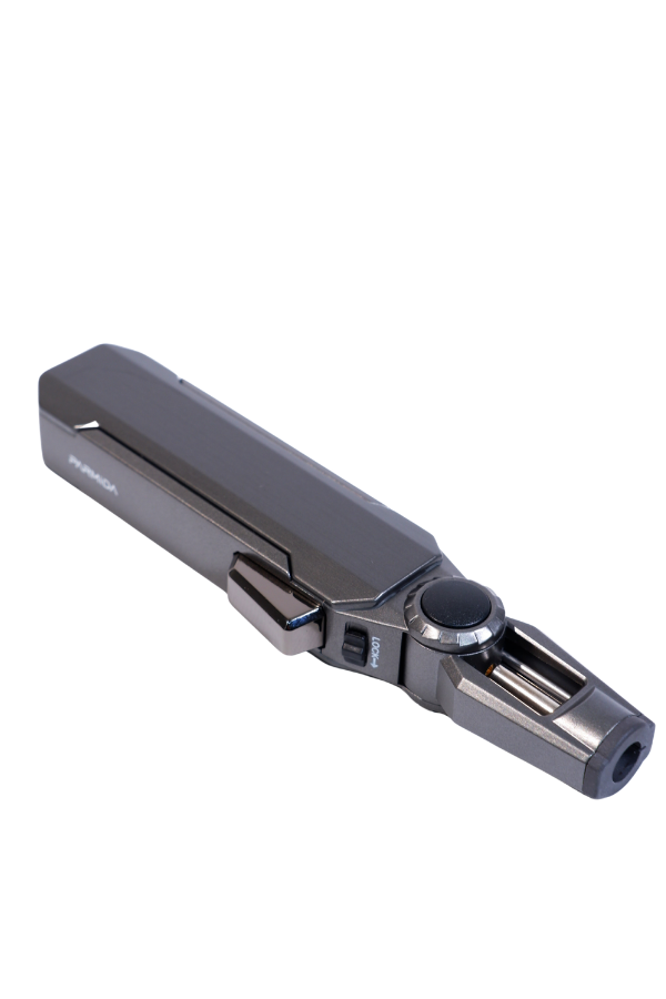 Parmida Tek Torch Pürmüz Oynar Başlıklı Gunmetal Masa Tipi Metal Puro Çakmağı
