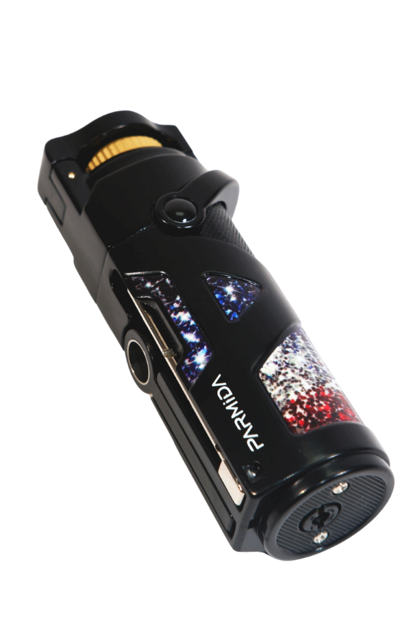 Parmida Tek Torch Pürmüz Siyah Desenli Metal Puro Çakmağı