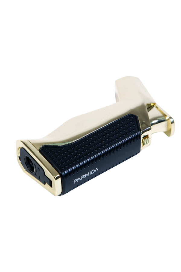 Parmida Tek Torch Pürmüz Siyah-Gold Masa Tipi Metal Puro Çakmağı